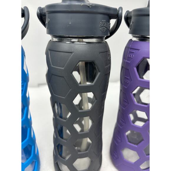 Lifefactory Bottle Lot 3 Glass Water Bottles USED Active Flip Cap Silicon Sleeve - Picture 2 of 6